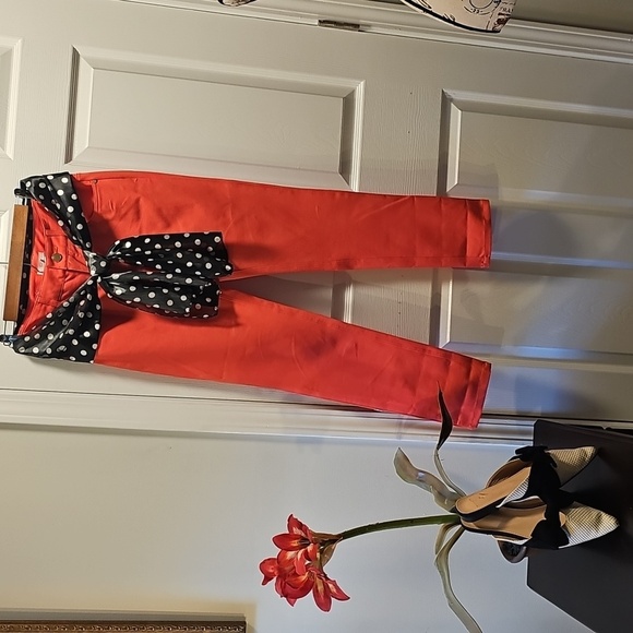 Vibrant Orange Cropped Jeans for Women - Picture 13 of 13